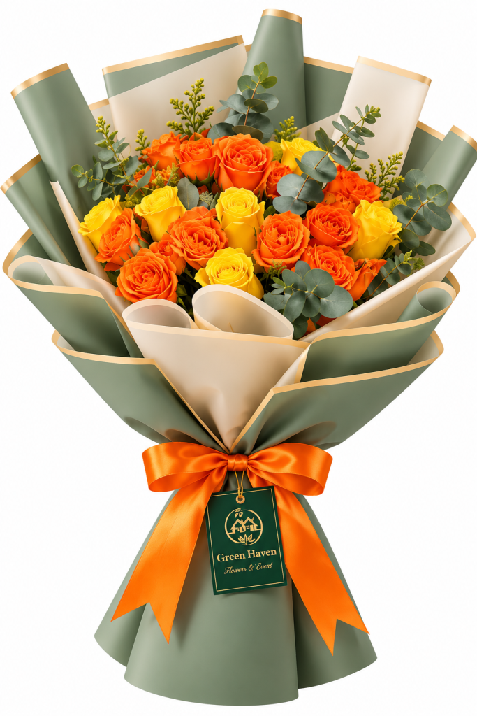 Sunshine Orange & Yellow Rose Bouquet