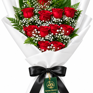 Red Rose & Baby’s Breath Bouquet