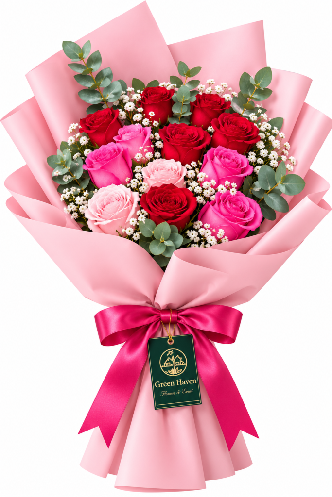 Elegant Red & Pink Rose Bouquet