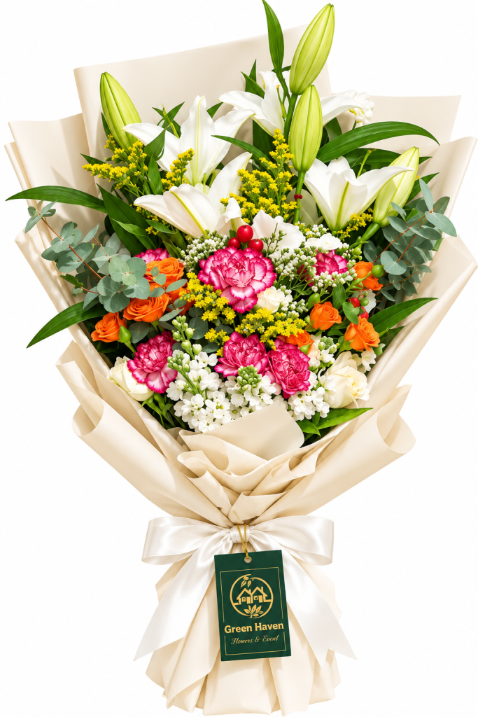 Elegant White Lily & Mixed Flower Bouquet