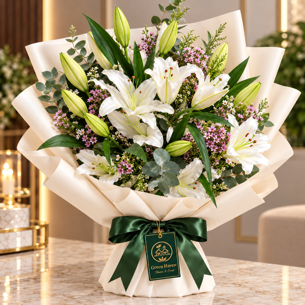 Pure White Lily Elegance Bouquet