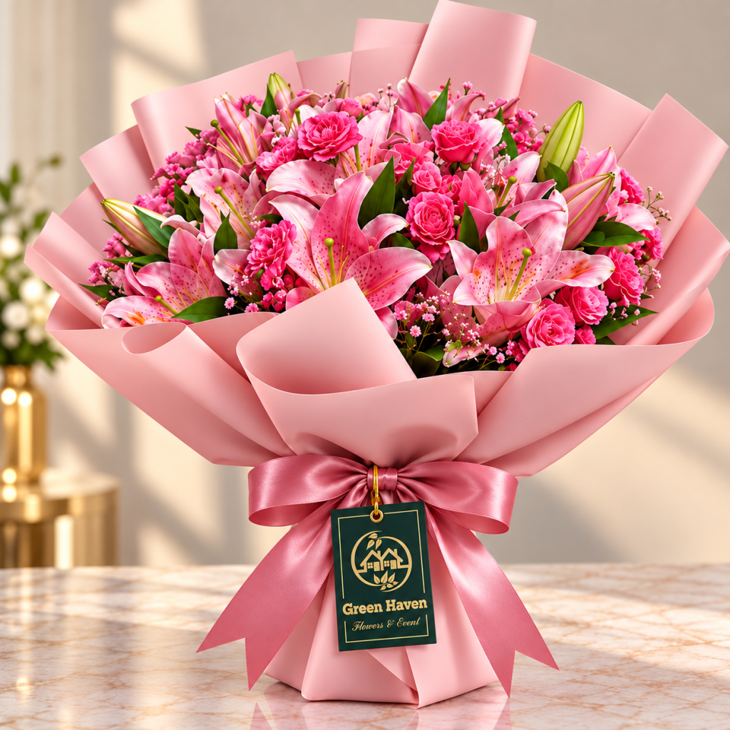 Pink Lily Blossom Bouquet
