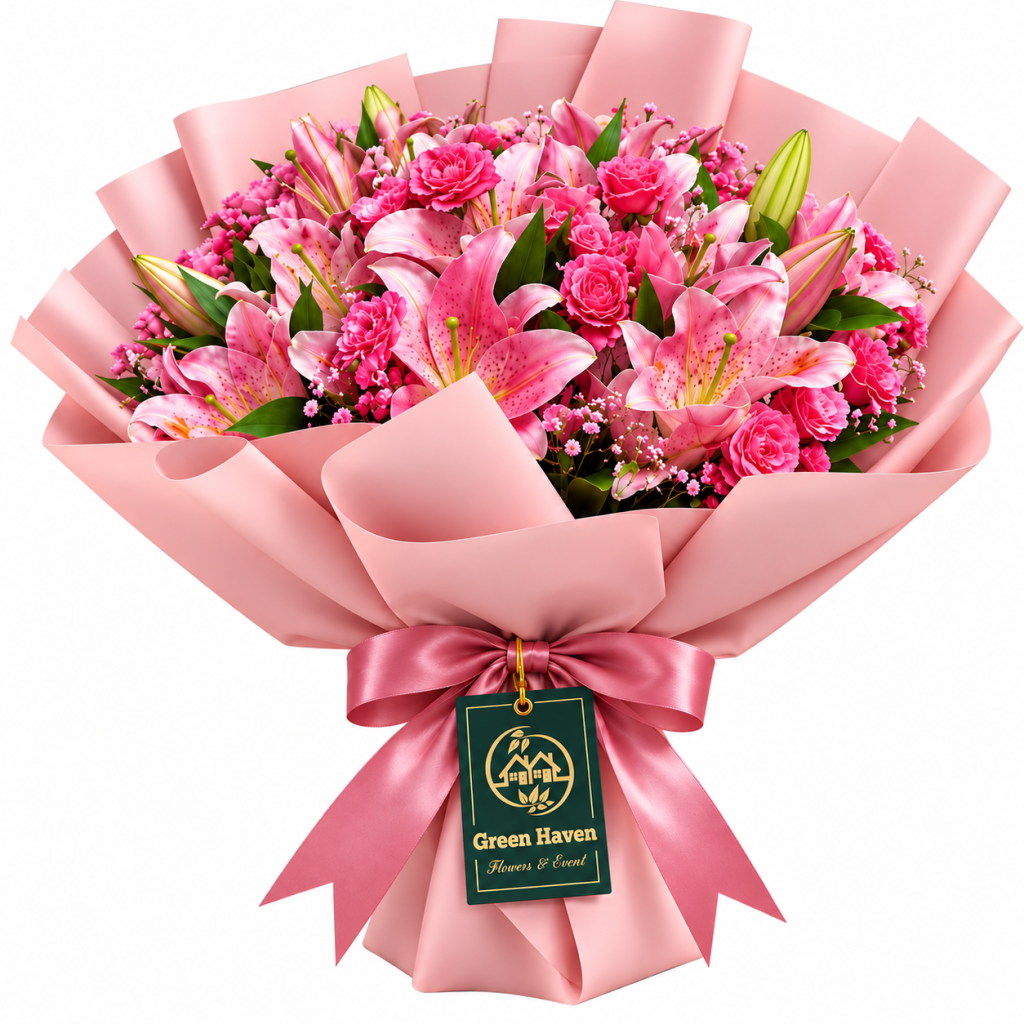Pink Lily Blossom Bouquet