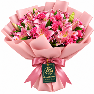 Pink Lily Blossom Bouquet