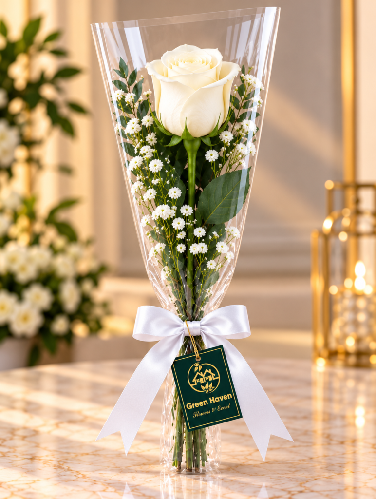 Elegant Single White Rose Bouquet