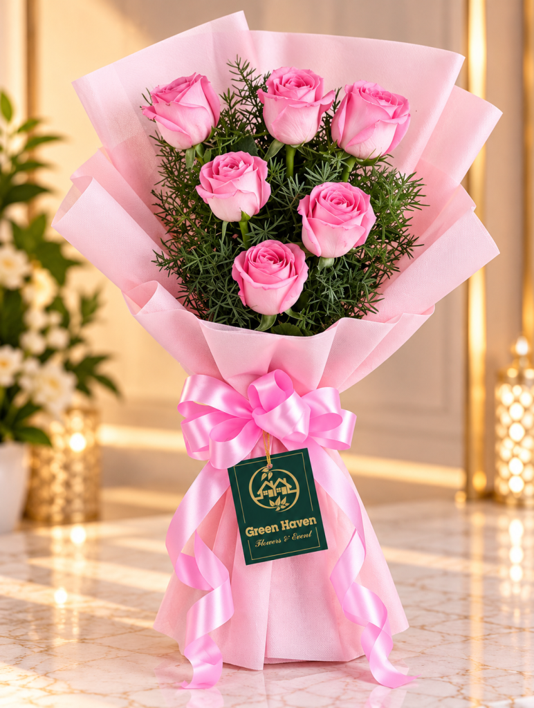 Sweet Pink – 6 Pink Roses Bouquet