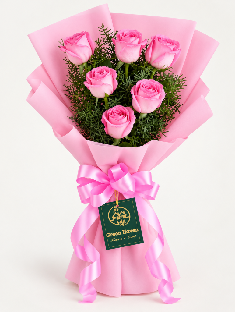 Sweet Pink – 6 Pink Roses Bouquet