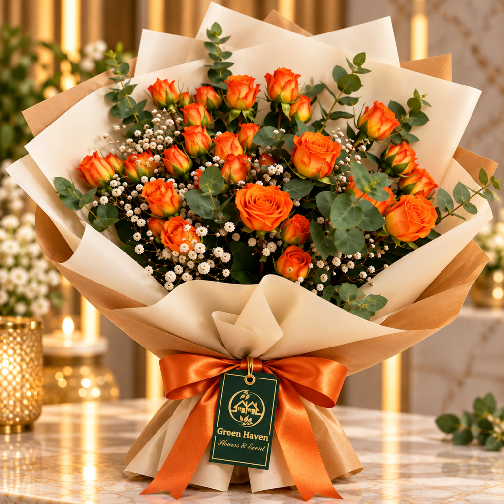 Orange Sunset Rose Bouquet