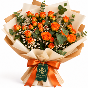 Orange Sunset Rose Bouquet