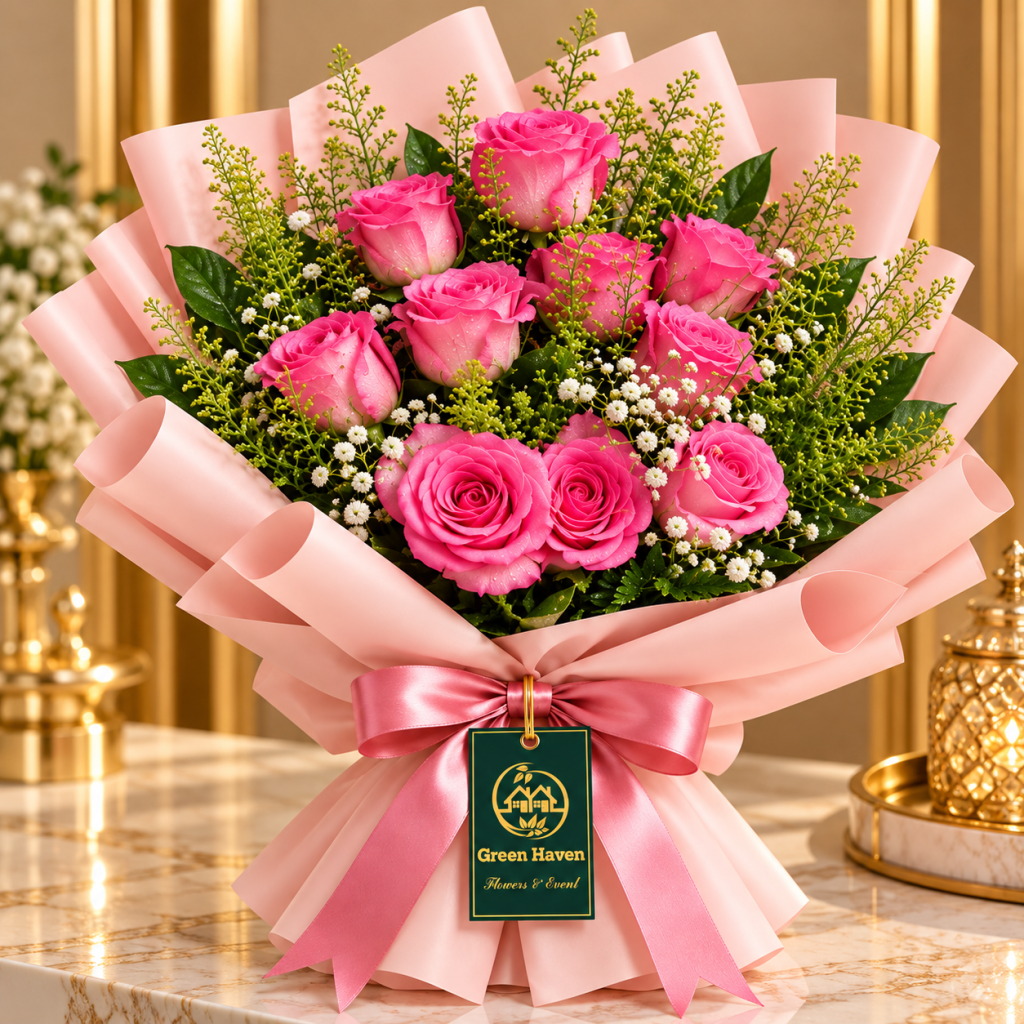 Pink Rose Charm Bouquet