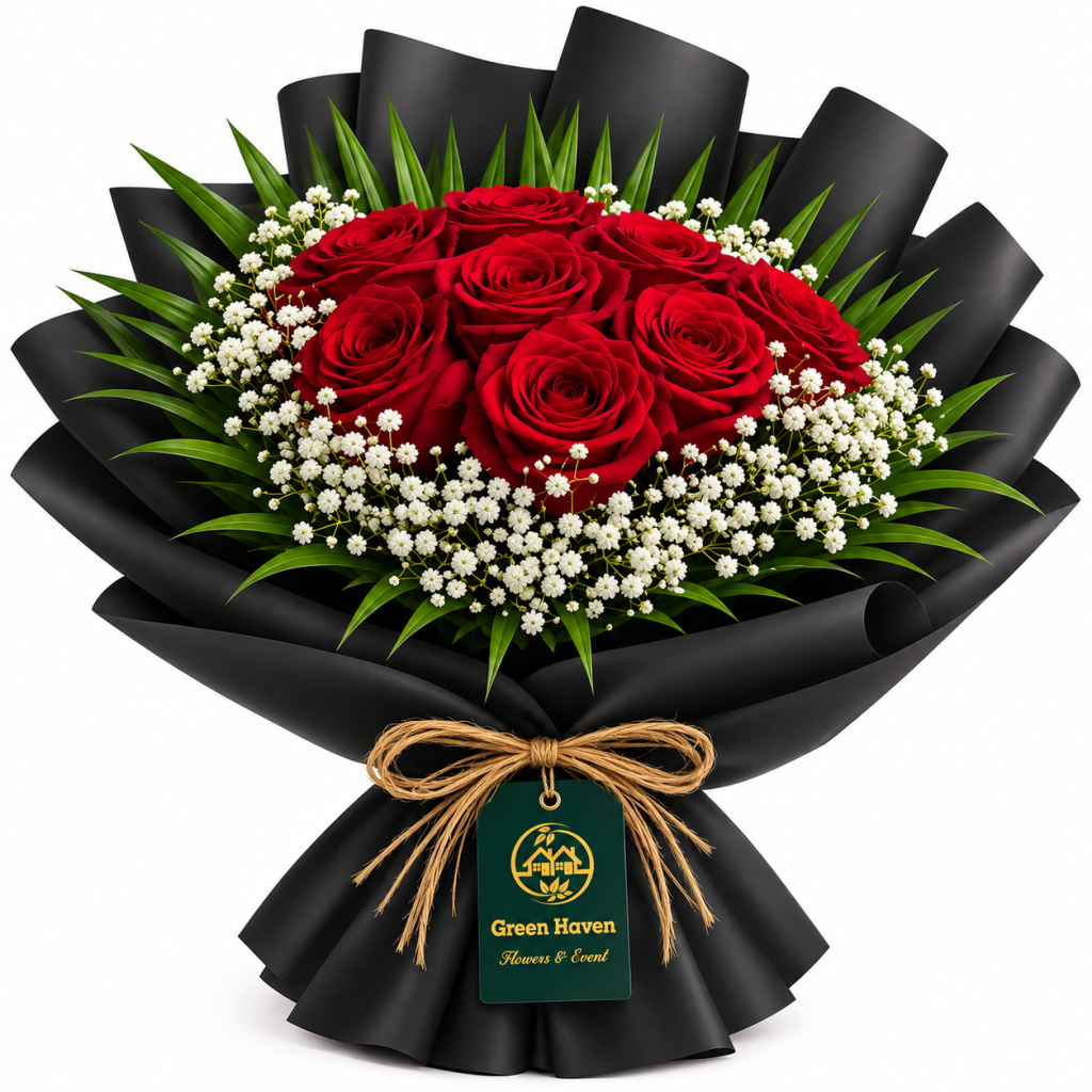 Midnight Red Rose Elegance Bouquet