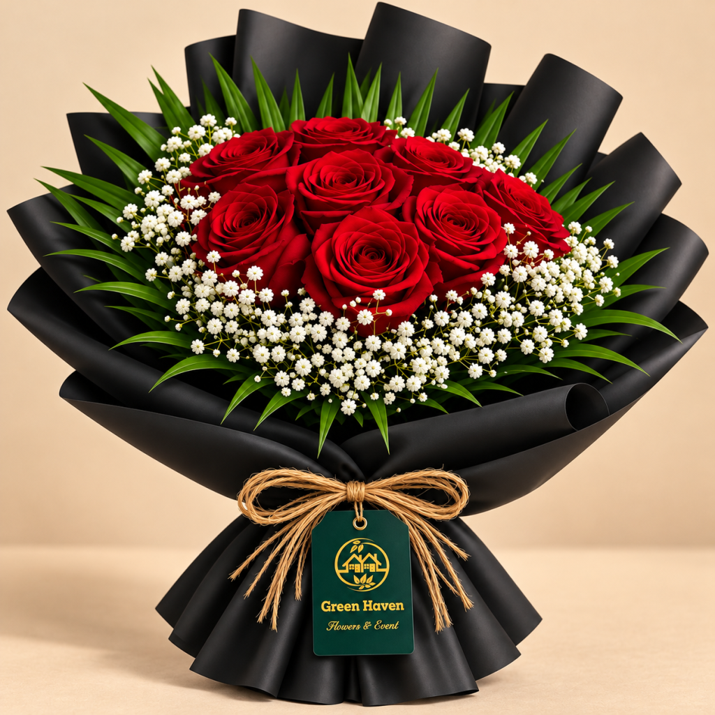 Midnight Red Rose Elegance Bouquet