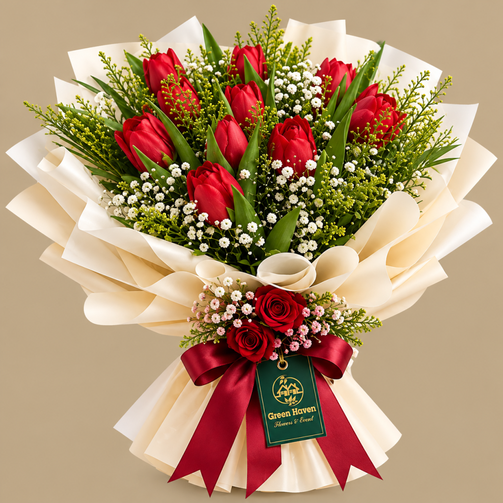Scarlet Tulip Elegance Bouquet