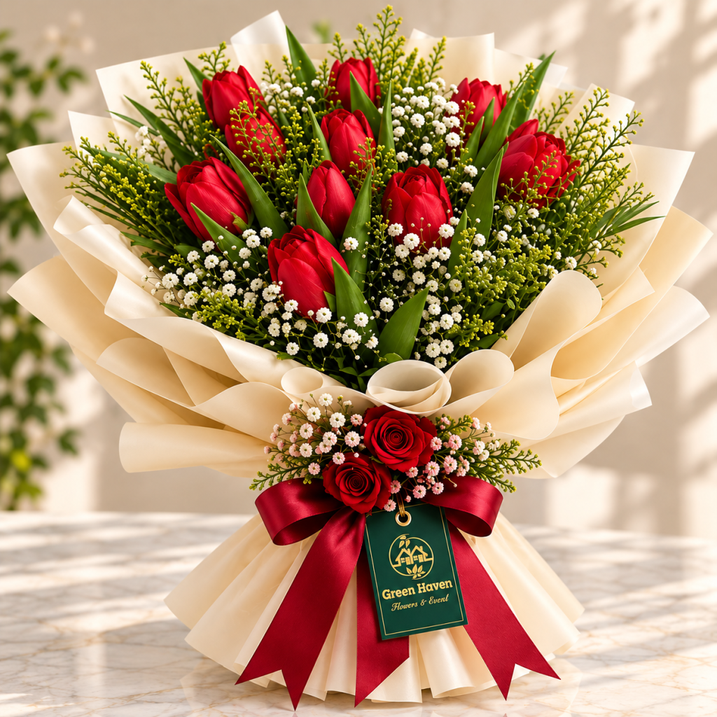 Scarlet Tulip Elegance Bouquet