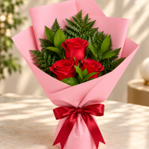 Sweet Love – 3 Red Roses Bouquet