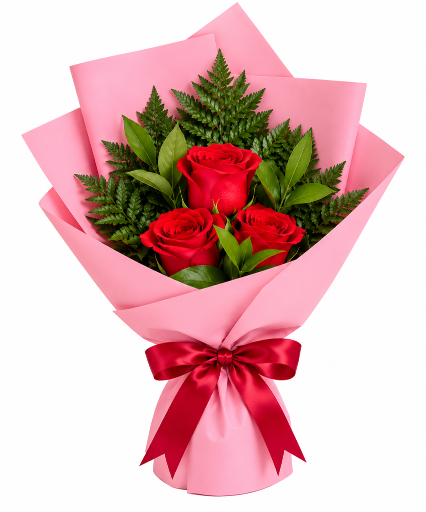 Sweet Love – 3 Red Roses Bouquet