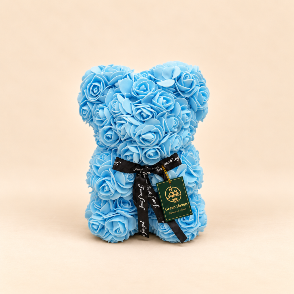 Sky Blue Rose Teddy Bear